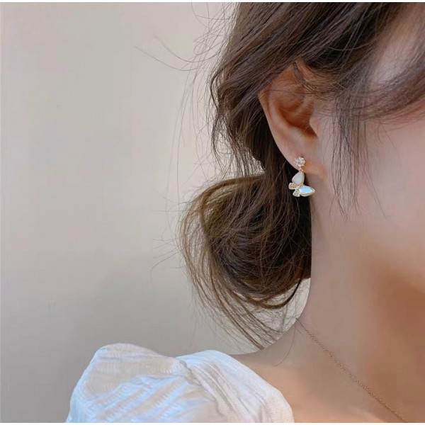 Korean style 925 silver needle spring and summer all-match butterfly earrings