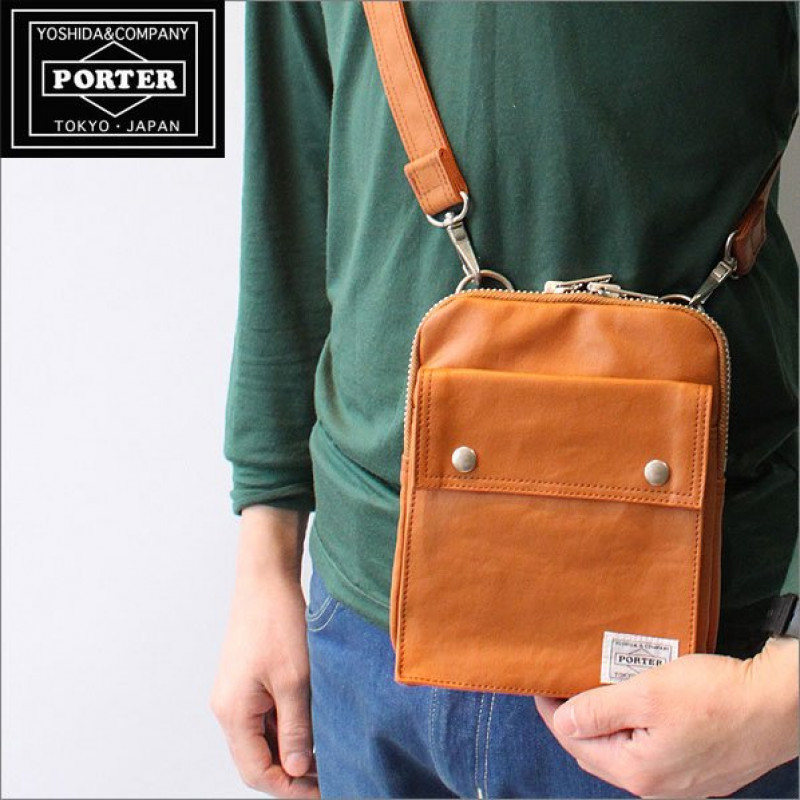 Porter Free Style leather shoulder bag made in Japan