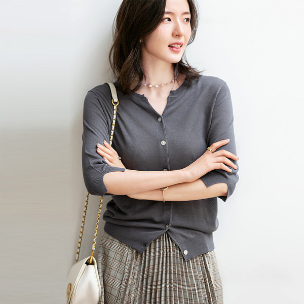 Japanese style thin knitted air-conditioned loose coat