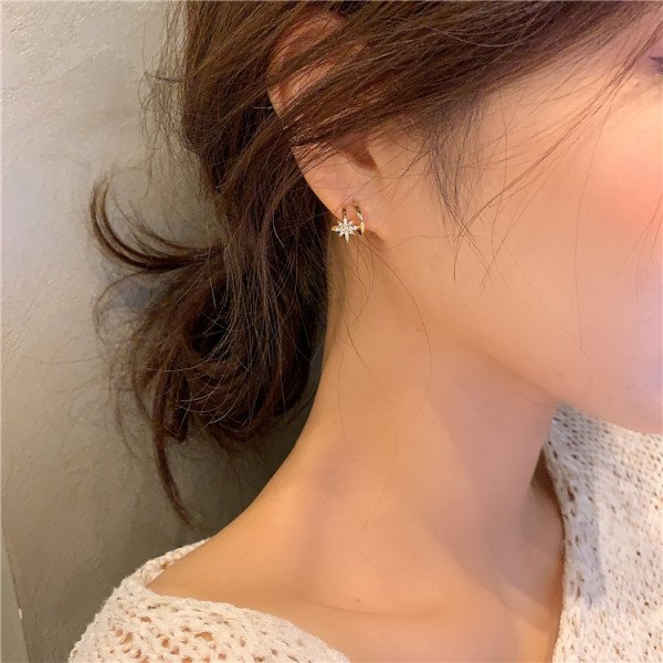 Korean style star silver pin earrings
