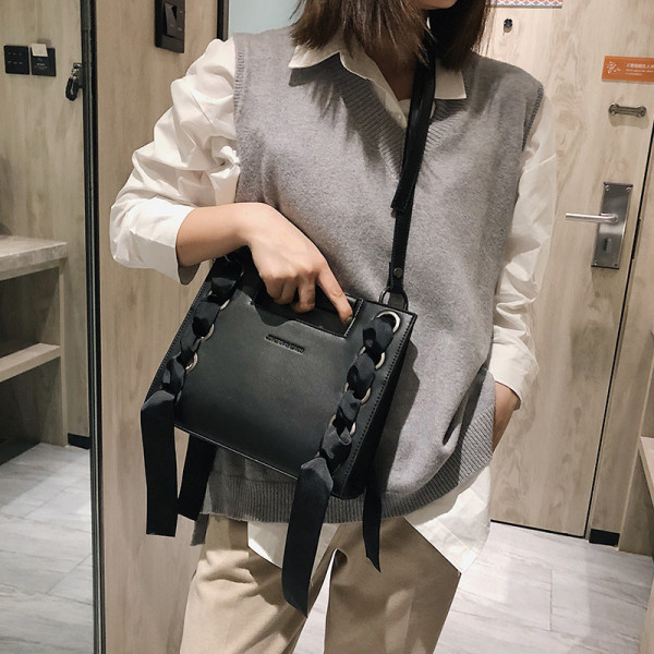 Korean style 2way leather simple shoulder bag