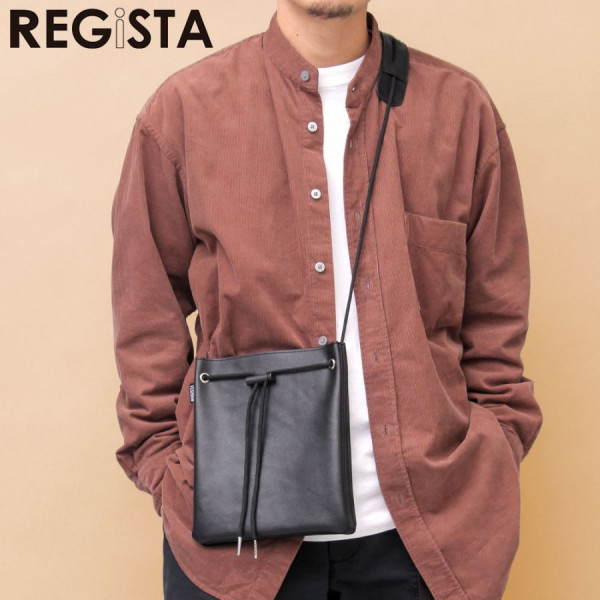 Regista double leather simple shoulder bag