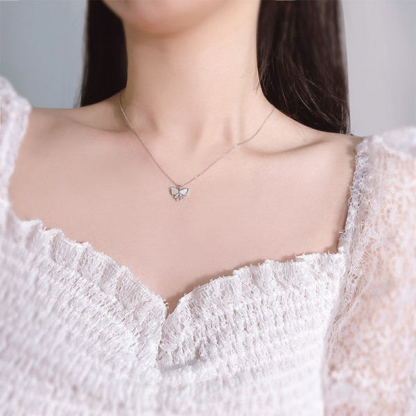 Korean style 925 sterling silver butterfly clavicle chain