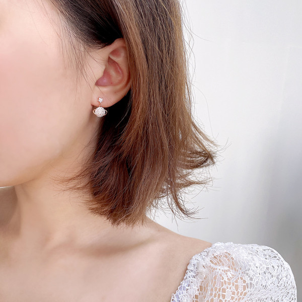 Korean style 925 sterling silver planet earrings