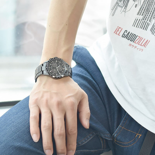 Japanese made Citzen steel black soul light kinetic energy leisure watch